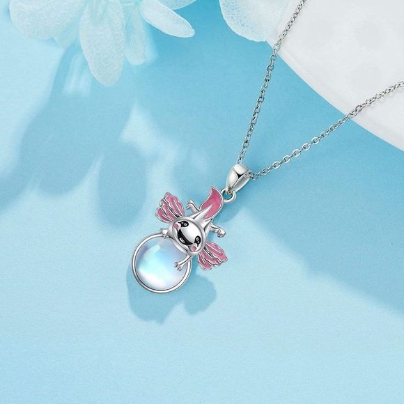 YAFEINI Axolotl Necklace Sterling Silver Axolotl Pendant Necklace - Picture 1 of 4